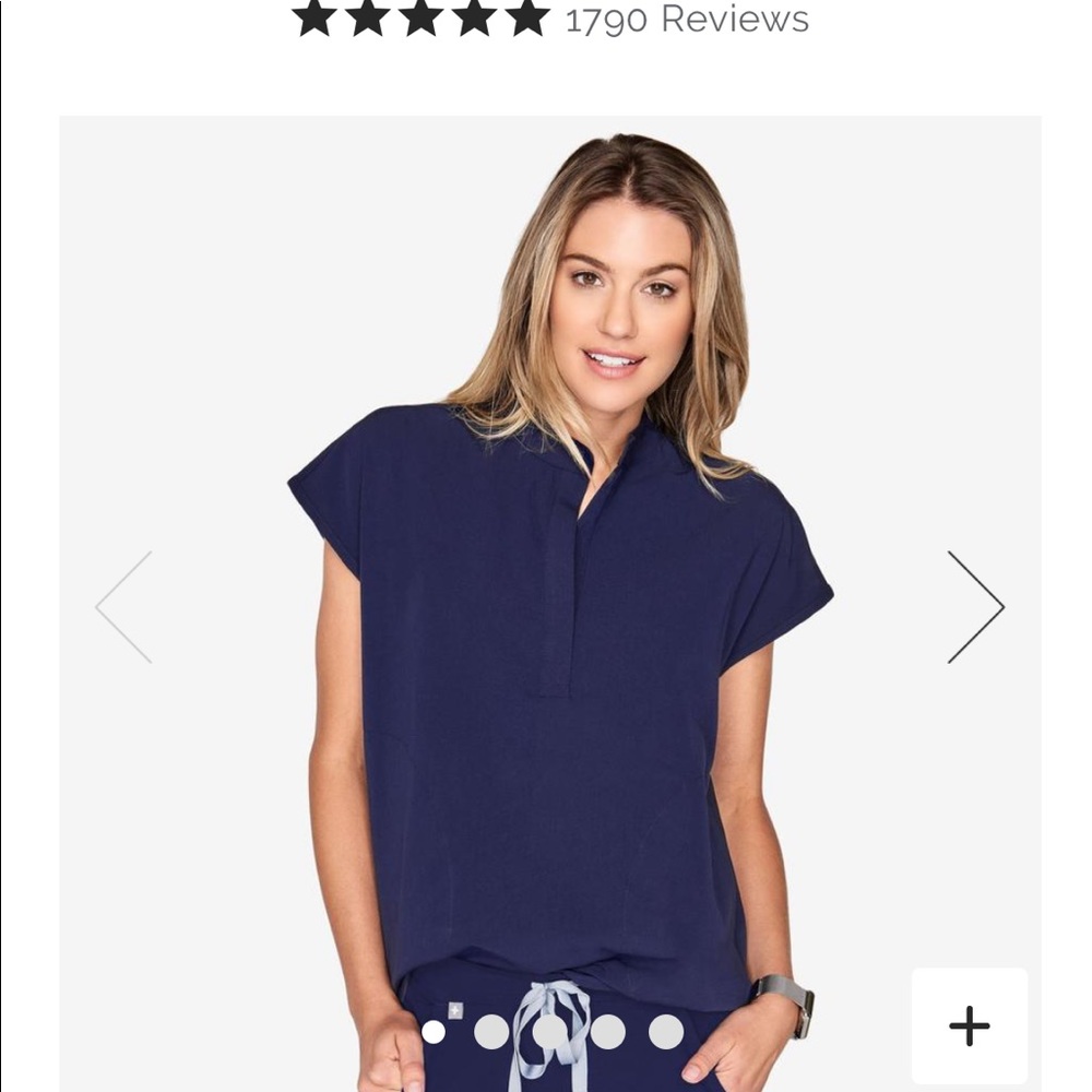 Figs Navy Rafaela Mandarin Collar Scrub top